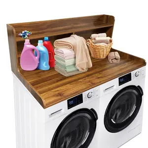 Washer Dryer Countertop, Wood Laundry Countertop with Edge Rails, Washer Dryer Cover, Waterproof Topper Cover with Anti-Slip Pads for Laundry Room