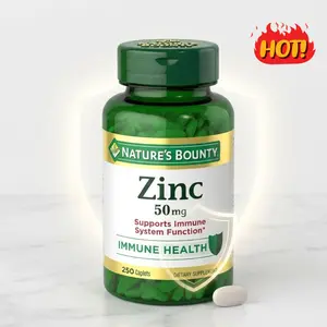 Zinc 50mg Caplets — Daily Immune & Skin Health Supplement, Gluten Free , 250 Count (Pack of 1)