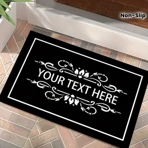 Personalized Custom Welcome Mat & Non-Slip Floor Mat - Customizable Text, Ideal Holiday Gift - Suitable for Living Rooms, Bedrooms, and Bathrooms - The Perfect Housewarming Present - Simple Black & White Design Rug