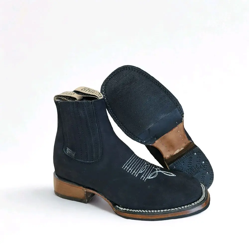 Black Chelsea Suede Cowboy Boot/Botin Vaquero