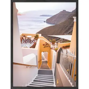 Stairway in Greece - Artistic Wall Decor Print for Room Aesthetic and Vibe