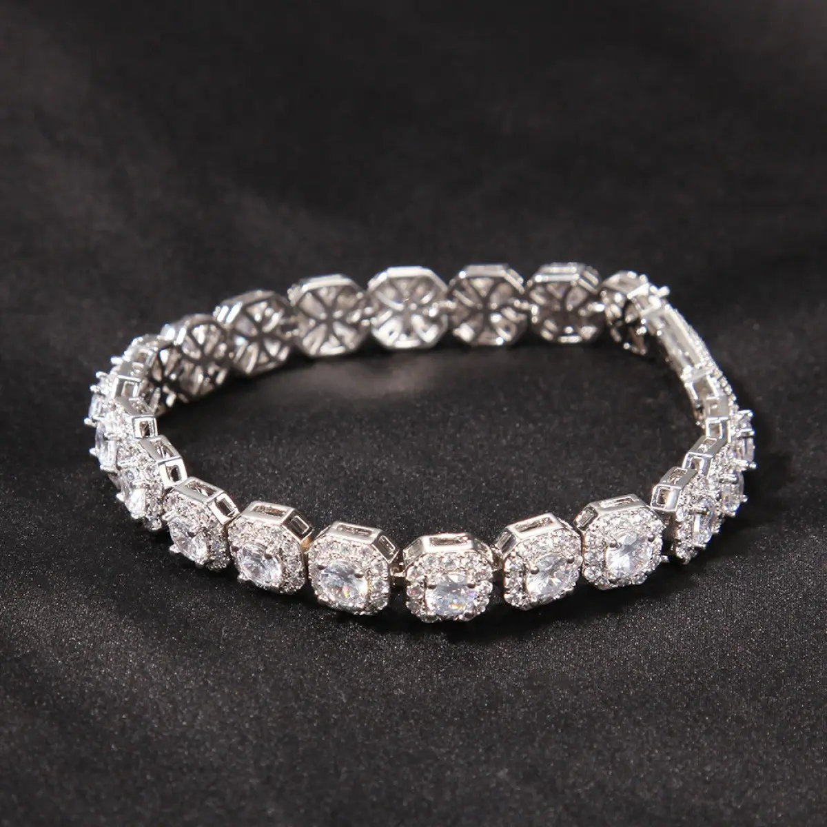 Cubic Zirconia Bracelet 9mm, Princess Cut Square CZ Iced Out Tennis Bracelet, Hip Hop Bling Chunky Statement Jewelry, Streetwear Y2K Trendy Bracelet, Aesthetic Unisex Gift for Him, Designer Inspired Accessories, hip hop jewelry