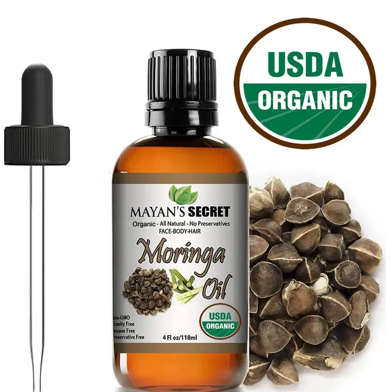 Certified Organic Moringa Oil for Body Care and Comfort Cosmetic