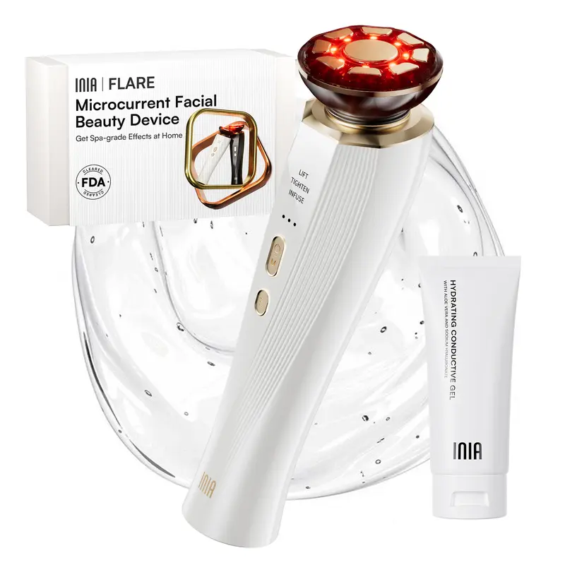 [New Color Drop]  INIA FLARE All-in-One Facial Beauty Device, 3-in-1 Facial Massager Beauty Device for Face and Neck Skin Rejuvenation Lifting/ Tightening/ Infusing, Best Valentine's Day Gift for Her