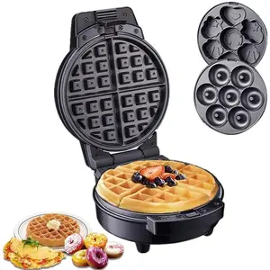 Donut Maker 3 in 1 Electric Cartoon Snack Cake Machine Waffle Sandwich Detachable Dessert Toaster with 3 Removable Interchangeable Non Stick Plates for Breakfast Afternoon Tea Use
