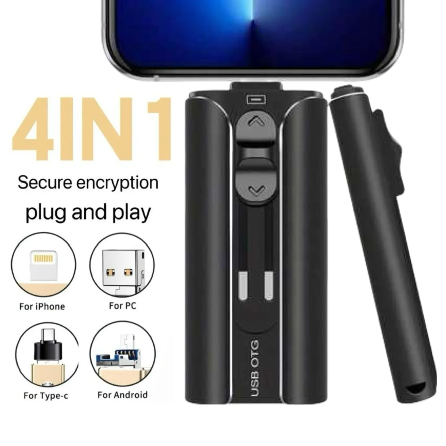 4-in-1 Flash Pen Drive, USB 3.0 Thumb Drive with Type-C Adapter, Plug Play High Speed USB Flash Drive for iPhone iPad Android Phone PC, External Storage, Portable, USB Memory Stick, Type C Pendrive, OTG Flash Drive