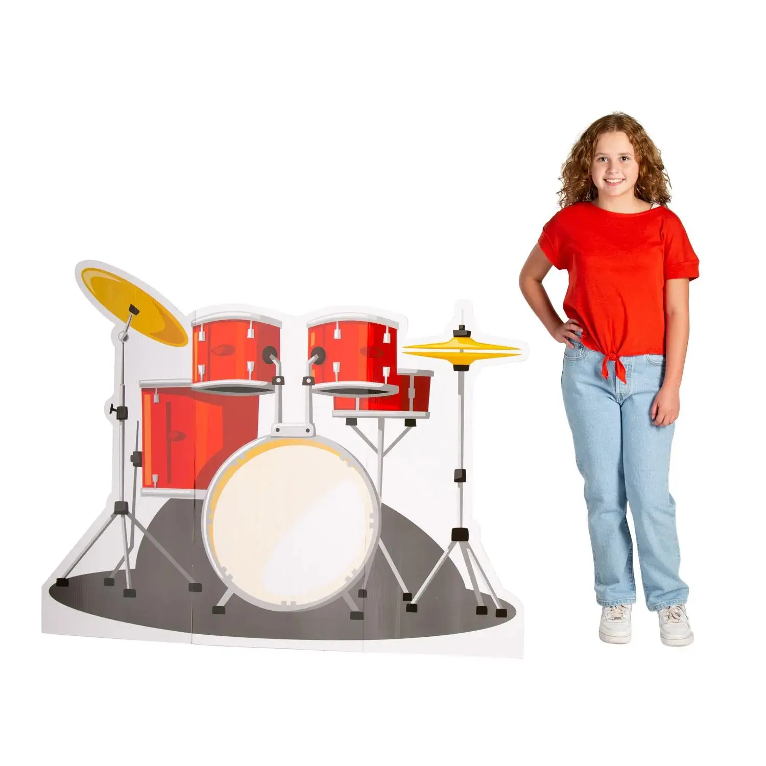 58"x44" Music Drum Trap Set Stand-Up Cutout, DIY Multicolor Cardboard Decoration Items, Festive Party Photo Backdrop (Home & Festive Party Supplies Accessory)