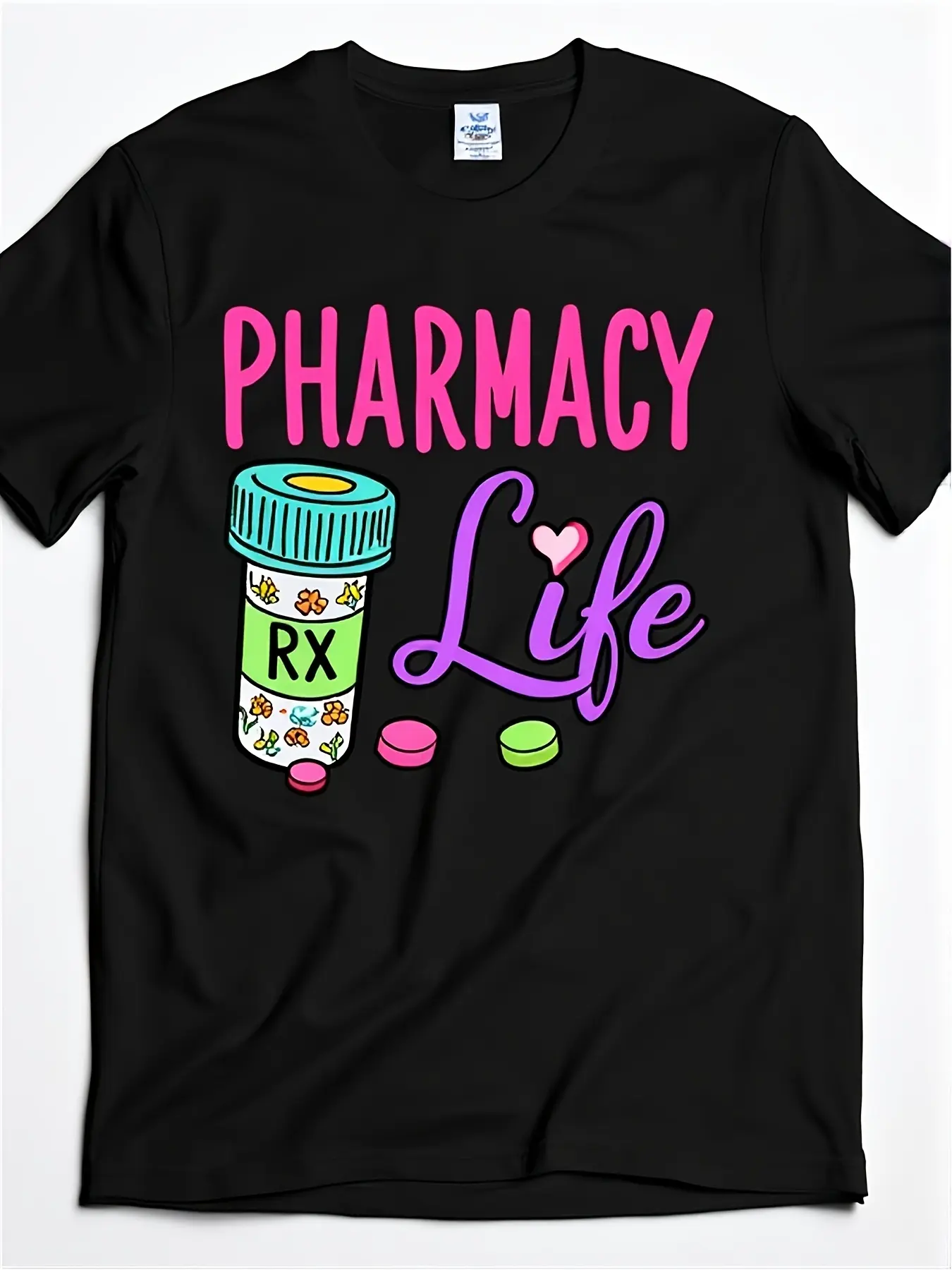 Retro Classic Teecute Pharmacy Life Medication Pil unisex soft cotton short sleeve t shirt, vintage graphic casual tee for men women teens, perfect birthday holiday gift for camping travel gym daily street  wear