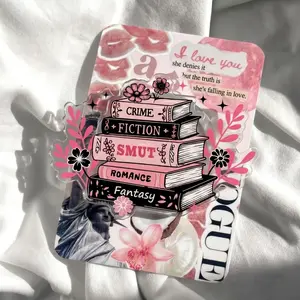 Bookish Stacked Books Phone Grip - Romance Fantasy Smut Reader Acrylic Phone Stand - Cute Coquette Aesthetic Book Club Phone Top - Literary BookTok Fan Gift for Her