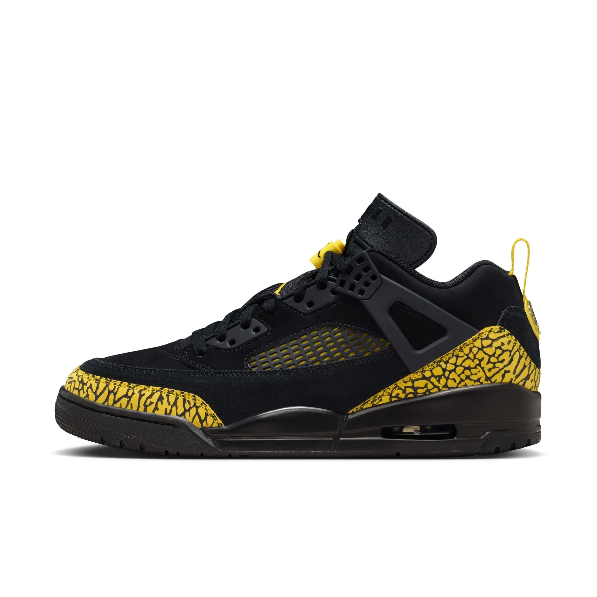 Men's Low-Top Spizike Casual Trainers - Black and Yellow Leather-Textile Footwear with Toggle Laces, Rubber Sole, Sporty Chic Design, All-Seasons Speed-Focused Athletic Shoes, Sneaker, Runner, Training, Classic