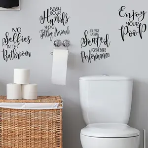 Set of 4 Bathroom Wall Decals - Add Fun & Style to Your Bathroom with These Removable Quotes & Pictures!