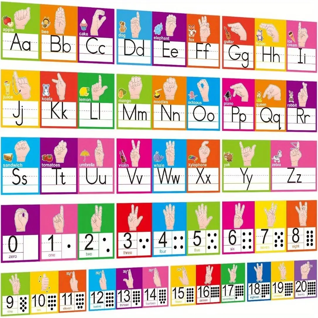 Alphabet Line Bulletin Board Set, 16pcs/set ABC Number 0-20 Wall Decorations, Educational Supplies for School Classroom Homeschool, Classroom Supplies Charts, Learning Materials, Teaching Supplies