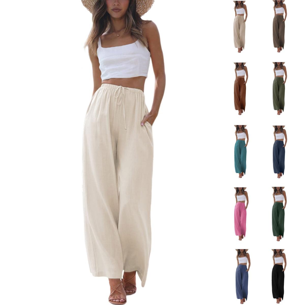 Tanming Viral 2026 Palazzo Pants for Women - Beach to Street Wide Leg Pockets Lightweight Summer Trousers Maxi Style W