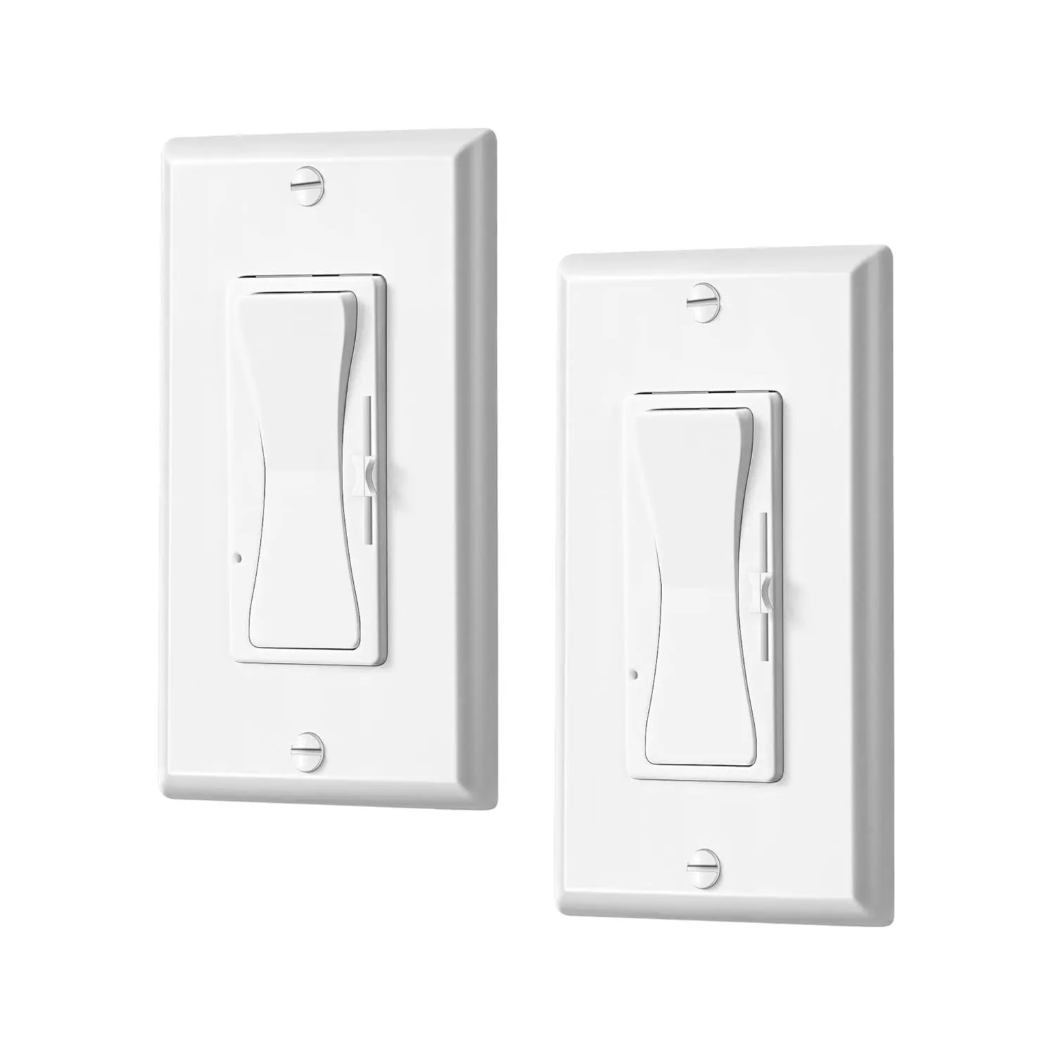 2-Pack LED Compatible Dimmer Switch for LED Lights, Incandescent/Tungsten 600W, CFL 150W, Full Range Dimming, ON/Off Control, Single Pole-3-Way, PC Shell, ETL Listed, Residential Use for Chandeliers