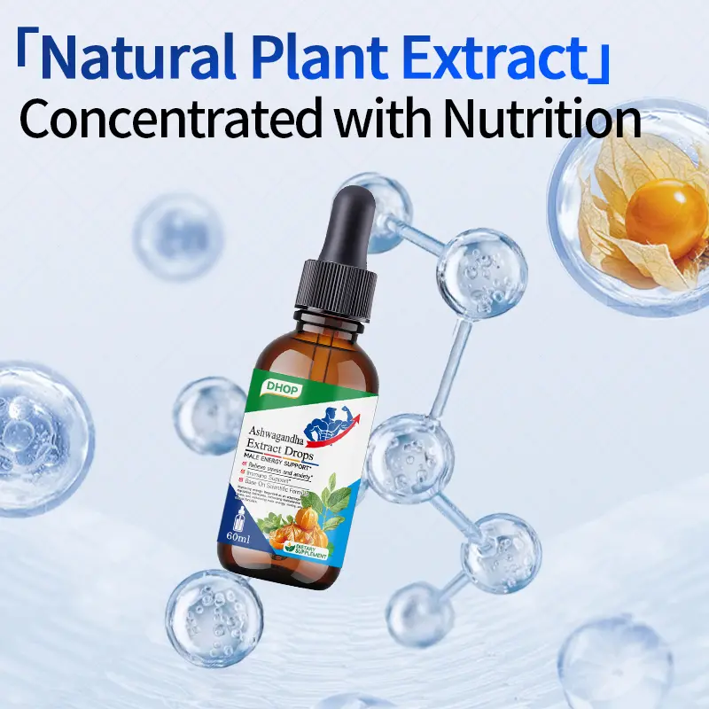 DHOP Ashwagandha Root Liquid Extract Drops - Natural Adaptogen Herbal Tincture, 60 ml Daily Wellness Supplement for Adults