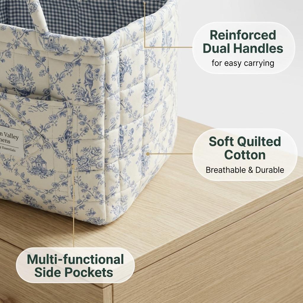 Woven Storage Basket Organizer - Durable, Space-Saving, Washable, Hygienic Multi-Purpose Home Organizer for Cars, Bedroom Daily Use, Fresh-Style Vehicle Accessories