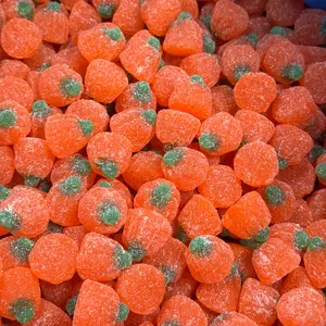 Jelly Pumpkins 1 lb Soft Chewy Gummy Pumpkin Shaped Candy for Halloween & Fall Orange Color with Green Stem