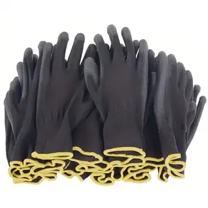 10-30piece black nylon gloves, Garden Gloves, palm non-slip PU coating-durable, Heavy Duty, lead-free, suitable for lawn care and outdoor use, protecting hands.