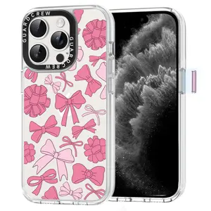 GuardCrew iPhone 15 Pro Max Case Pink Bow Design for iPhone 15 Pro Max Cover [Crashproof 11FT Military-Grade Drop Protection] Clear Shockproof Bumper Slim Phone Cover for iPhone 15 Pro Max