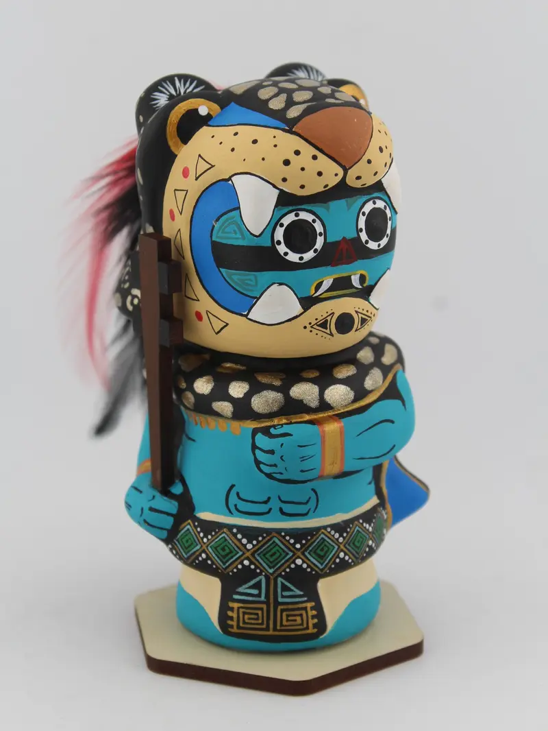 Handcrafted Mexican Chinelin Collectible Mayan God Figures - Tlaloc, Tezcatlipoca, Quetzalcoatl