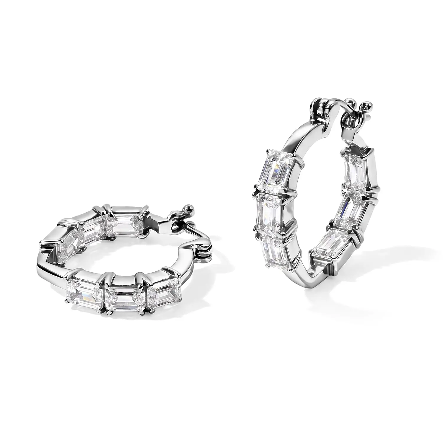 EverTrue Simulated Diamond Hoop Earrings in Stainless Steel 14.50 ctw