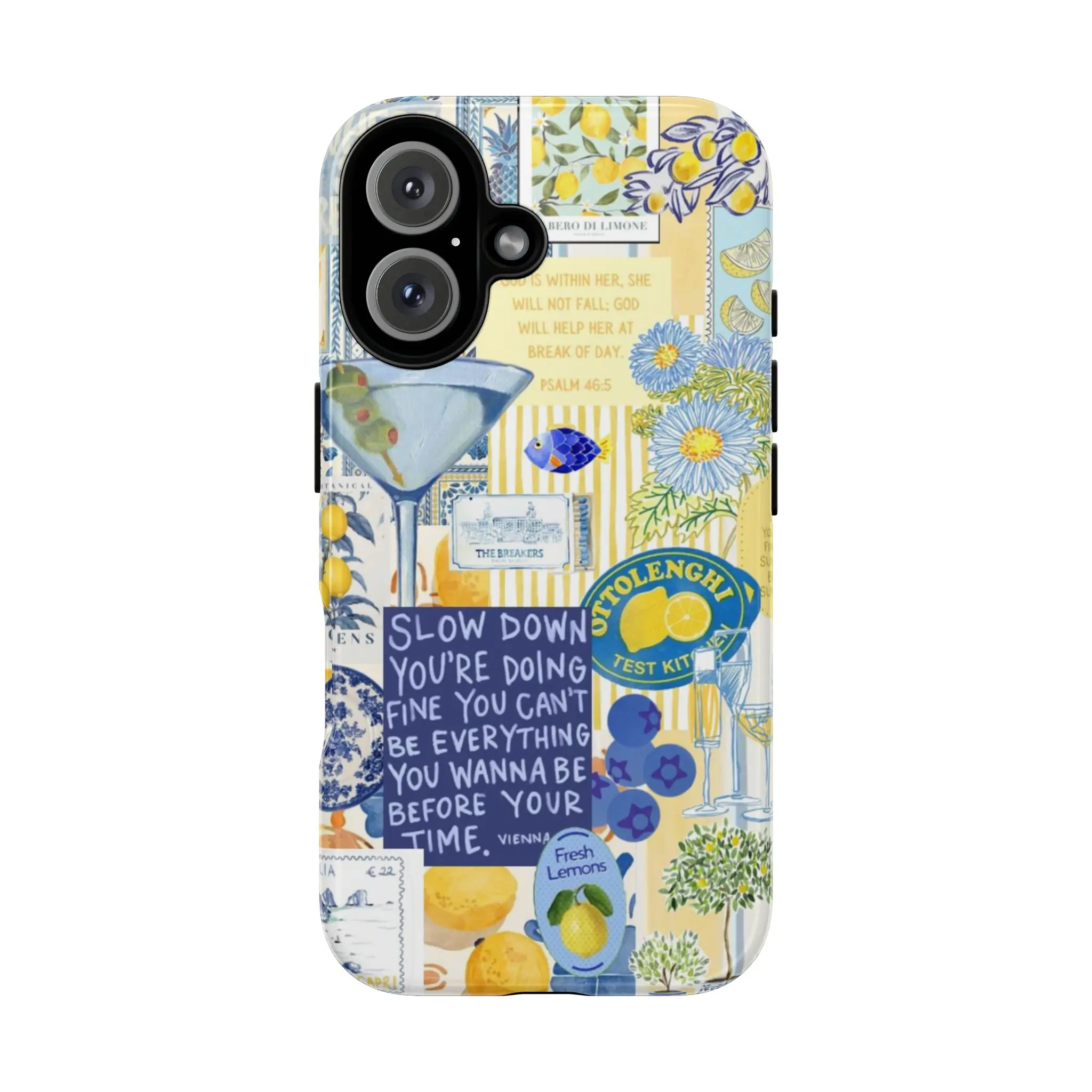 Shockproof Polycarbonate Cellphone Case - Impact Absorbent, Lightweight UV Printing Cover with Colorful Inspirational Quote, Floral Design, Lemon Pattern, Long-Lasting Print Handheld Tech Accessory, Gift for Her