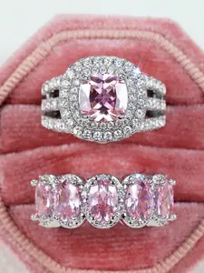 Elegant Temperament Zirconia Ring Set, Fashion Accessories for Women, Trendy All-match & Exquisite Jewelry for Birthday Gift, Engagement Ring Set, Solitaire Stackable Rings, Statement Multi Ring