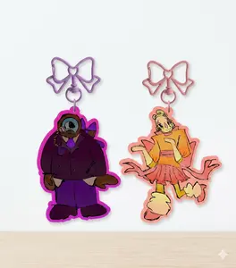 Glisten and rodger matching acrylic keychains dandys world