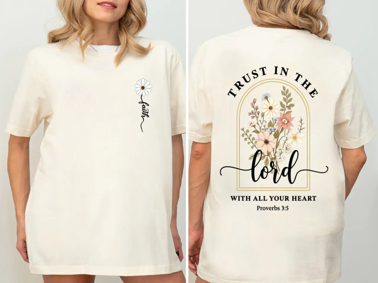 Trust In The Lord Shirt – Floral Christian T-Shirt for Women, Bible Verse Faith Graphic Tee