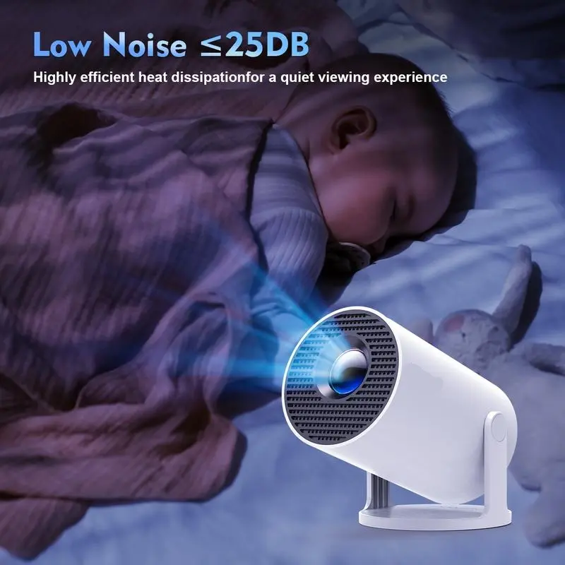 HY300 Pro+ Portable HD Projector - 290 ANSI Lumens, Native 1280x720p HD, Android 14 OS, 0.8:1 Short Throw Distance, WiFi 6, Bluetooth 5.4, Home Use Mini Smart Projector