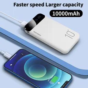 Portable Charger, Lightweight Mobile Power Bank 10000mah, 10w Output, LED Display, Dual USB Ports, for iPhone 17/16/15/14, Travel & Work, External Battery Pack