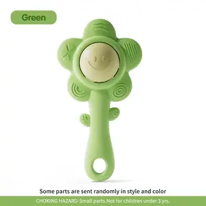 Baby Silicone Teething Stick Rattle, Sensory Teether, Washable Disinfected, Grasp Training Toy, Educational Soothing Gift for Babies