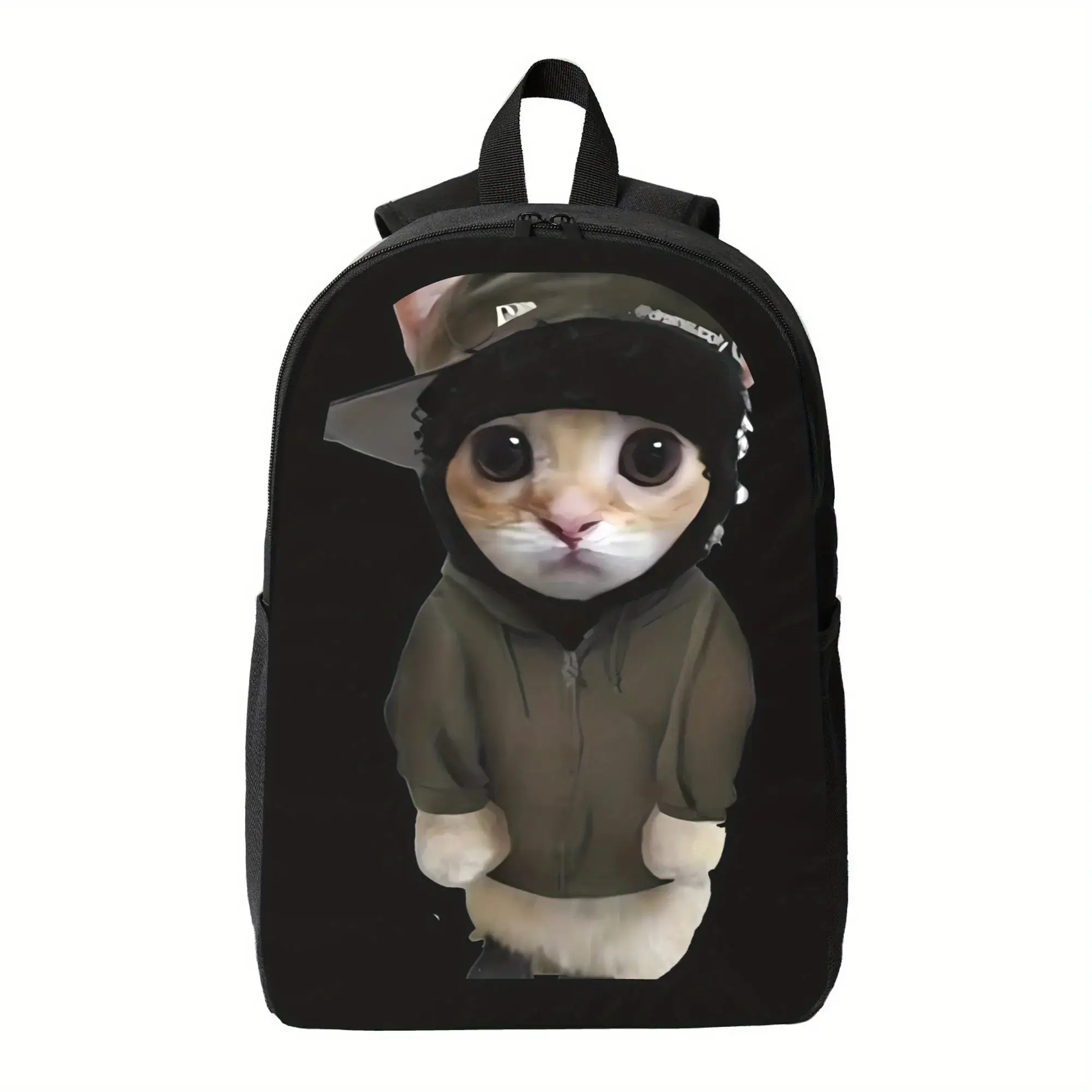 Durable Fabric Large-Capacity Casual Backpack with Extra Storage, Cute Cat Print, Secure Zippered Closure, Comfortable Shoulder Straps – Ideal for Teenagers, School & Travel, Durable Fabric Backpacks, Extra Storage Backpacks