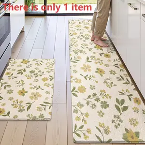 Floral Kitchen Mat Set, Non-Slip Washable Area Rugs, Kitchen Runner Rug, Boho Floral Rug, Floral Pattern Rug, Multiple Sizes for Living Room, Bedroom, Entryway, Festive Decor, Fall & Winter
