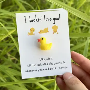 Mini Resin Duck with Encouragement Card, Cute Duck Design Gift, Inspirational Gift for Family, Friends and Colleagues