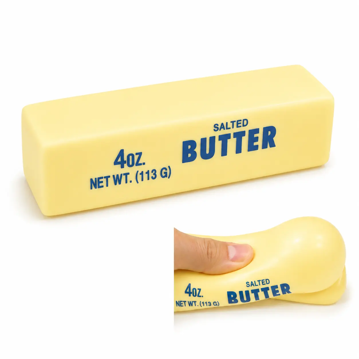 Butter Squishy Toy 4oz, Soft Stretchy Squeeze Fidget Toy, Slow Rising Sensory Toy for Kids and Adults, Cute Desk Toy, Party Favor & Fun Gift