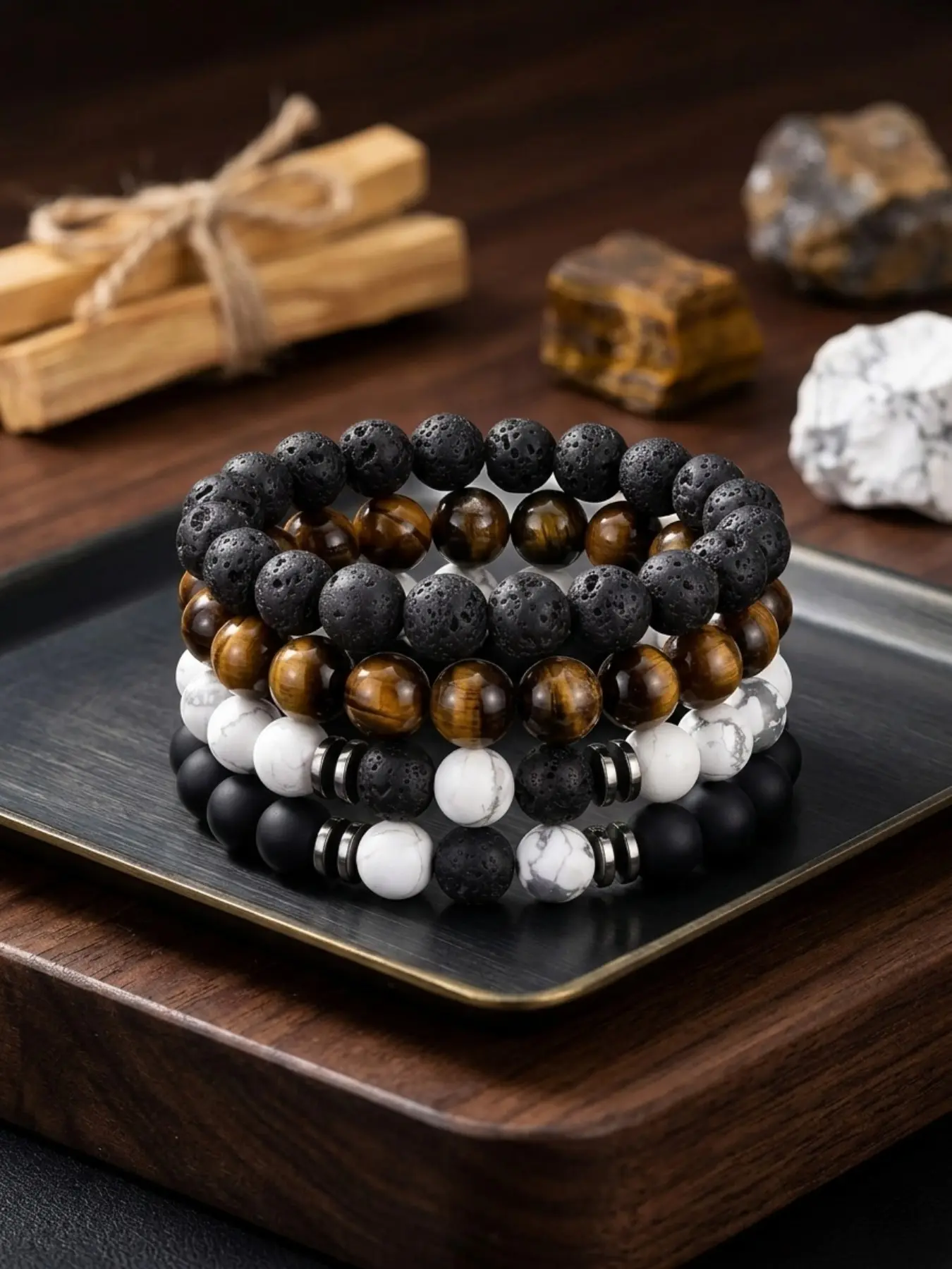 Tiger Eye Bracelet for Men, Tigers Eye, 8mm Natural Stone, Stone Bracelets, Stretch Adjustable, Crystal Beaded, Casual Jewelry, All Seasons Gift, Beaded Charm Bracelet, Stretch Bangle Bracelet