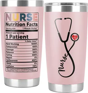 Best Nurse Gifts for Women - 20oz Personalized Tumbler with Nurse Nutrition Facts – New Nurse, Student Nurse, or Graduation Gift