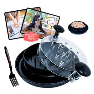 Deluxe Chicken Shredder Set and Pet Food Maker, Silicone Meat Fork and Exclusive Recipes Included, Non-Skid Base with Spare Rubber Feet, Clear Top, Dishwasher-Safe, BPA Free, Meat Shredder