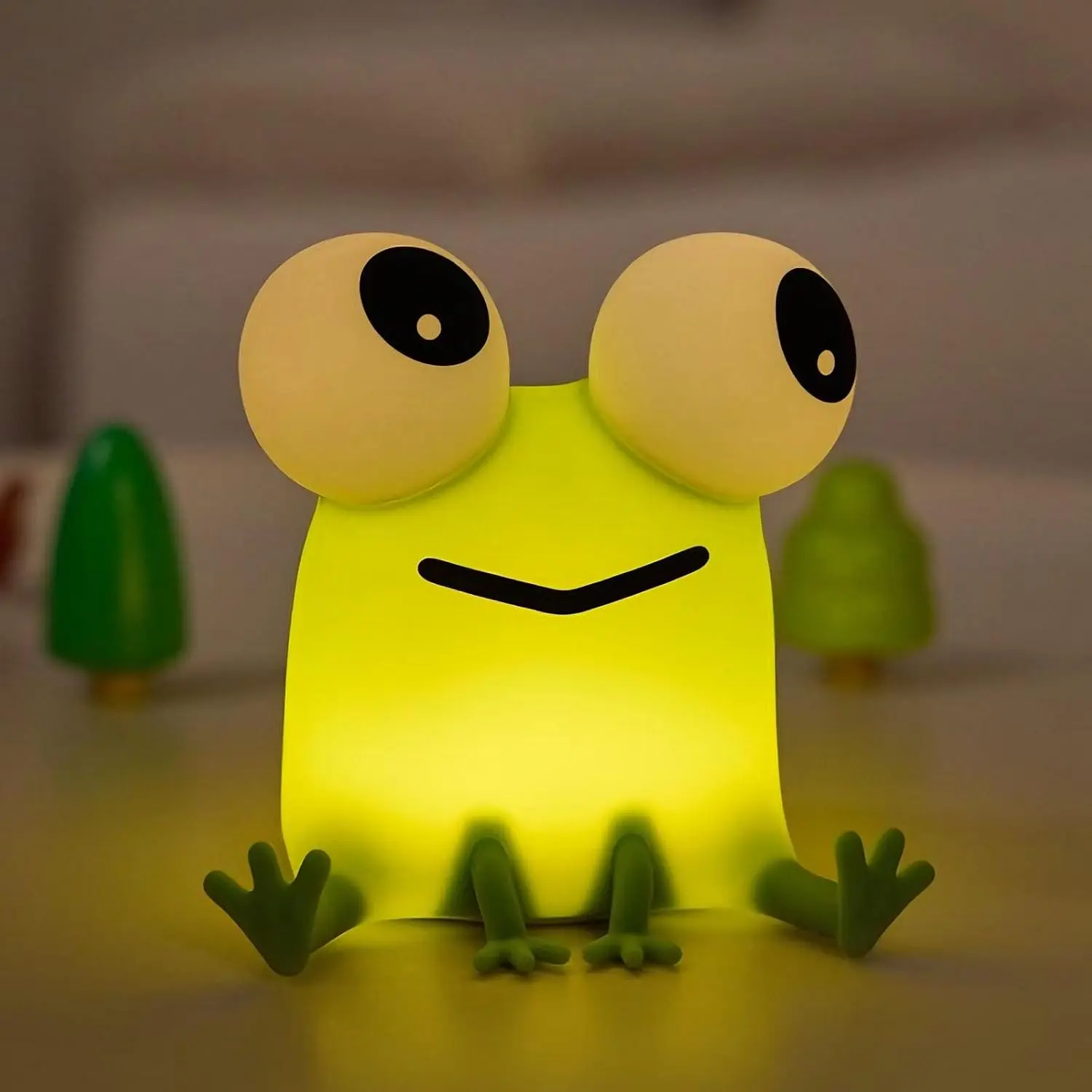 Cute Frog LED Night Light, Rechargeable 3 Level Dimmable Silicone Night Lights, Adjustable Lights，Funny Office Desk and Home Bedroom Home Decoration Lamp Lighting Decor ，Perfect Gift For Family and Friend，Birthday gift, Ambient Night Lamp