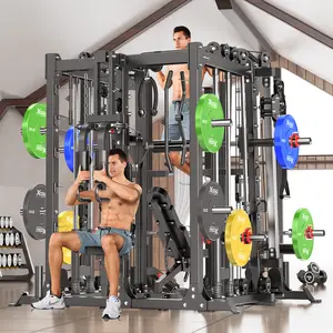 Smith Machine, Multi-Purpose Strength Training Cage with Cable Crossover System and More Training Accessories,Squat Rack Power Rack，Suitable for home gyms