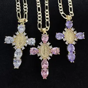 San benito Cross Necklace, 14k Gold Plated Cross Necklace, Stylish Cross Pendant Necklace For Men Women