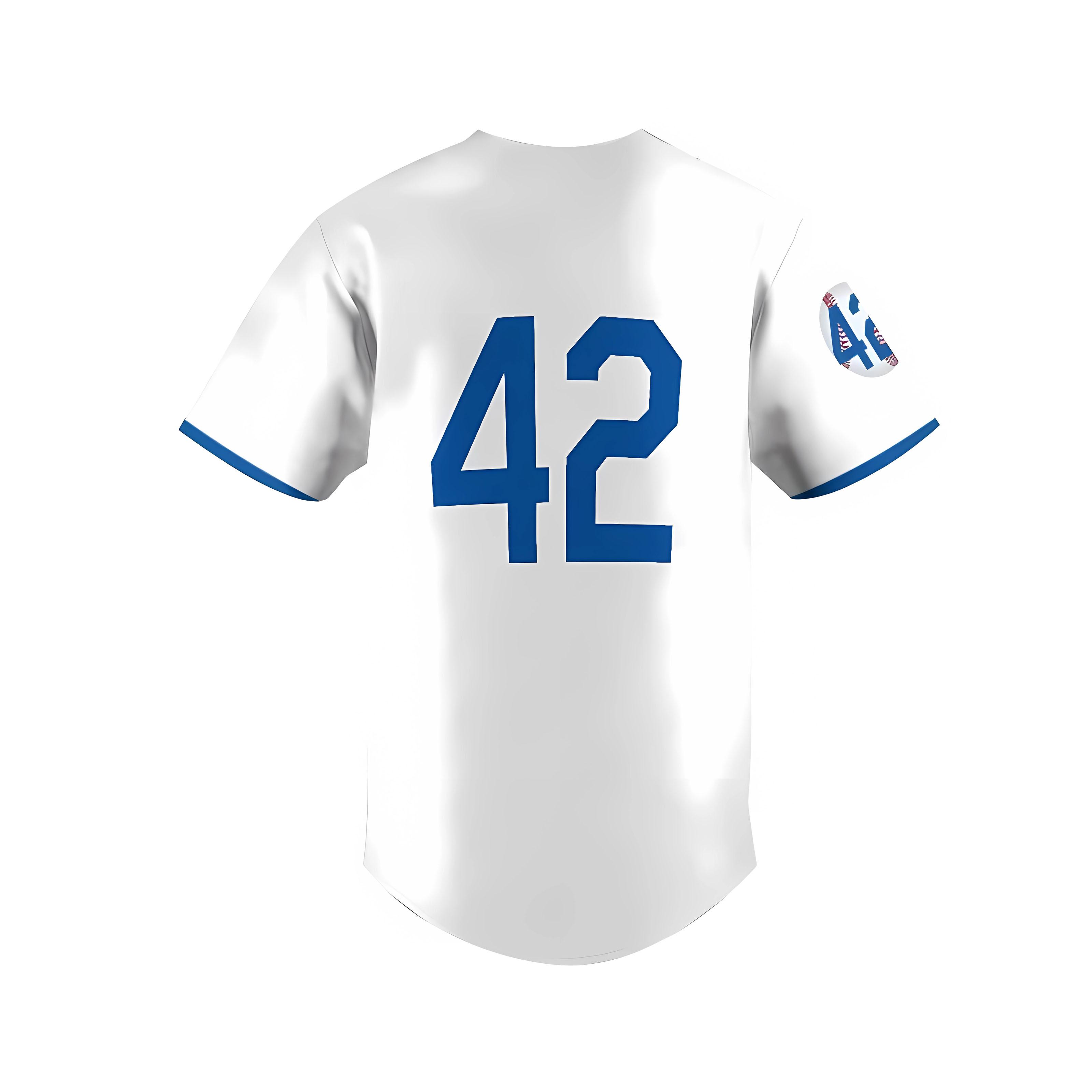 Madjus Men's Black Legend 42 Button DownJersey Blue White 90s Hip Hop BaseballJersey Stitched Trendy Casual BreathableGift baseball jersey