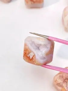 1PC Unique Pink Agate small square carving, suitable for holiday gifts for girls and female friends, Mother's Day gifts, the best choice for crystal collectors.