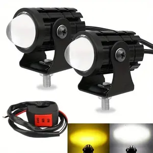 2 Pack Mini LED Driving Lights with Switch, Truck Motorcycle Dual Color High Brightness Spotlight, 12-80V Universal