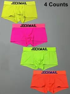 Men's Letter Tape Waist Boxer Brief, Breathable Comfy Underwear for Daily Wear, Casual Men's Underwear for All Seasons, Stretchy Boxer Briefs