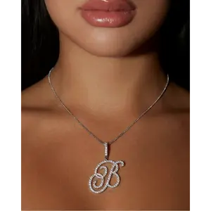 Nova Rose Custom Script Initial Necklace - Personalized Initial Necklace Pendant Jewelry Durable Brass.