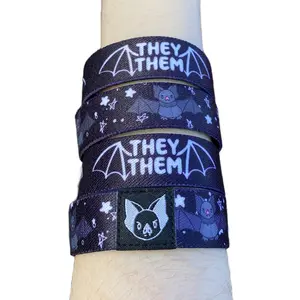 They/Them Pronouns Bat Bracelet - Double-Sided Elastic Wristband (only one included)