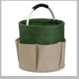 Collapsible Utility Bucket Tote Bag | Multi-Pocket Portable Organizer Basket for Gardening, Picnic & Storage