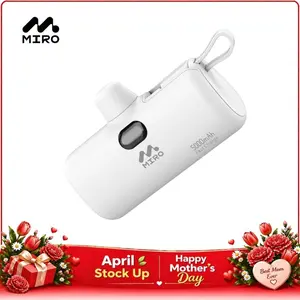 B3 MIRO Power Bank – 5000mAh Compact Portable Charger, 22.5W Fast Charge, Dual Interface (Type-C & Lightning), White Capsule Design – Travel, Daily Use, Outdoor Adventures, Convenient Charging, Ideal Gift for Tech Enthusiasts & Frequent Travelers